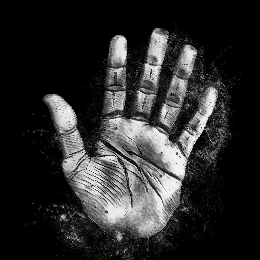 A black and gray handprint