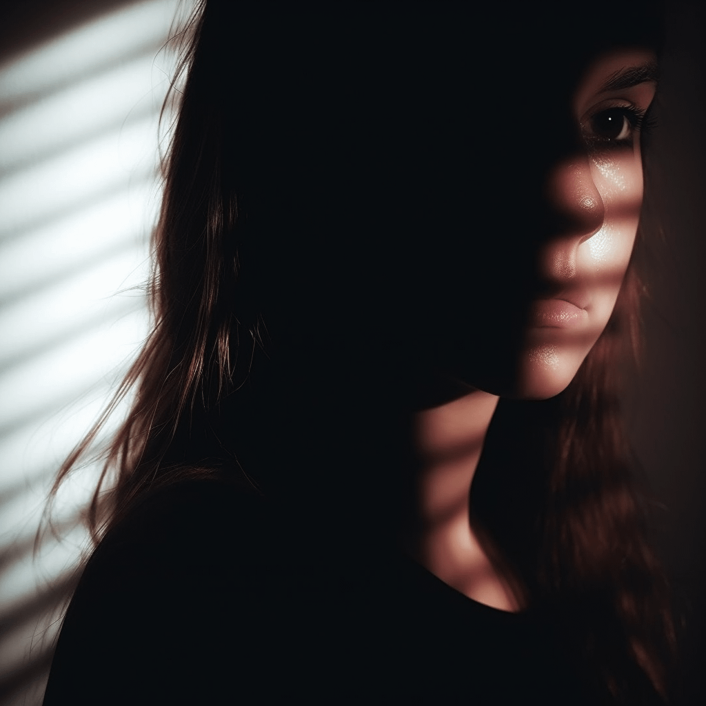 A woman in the shadows