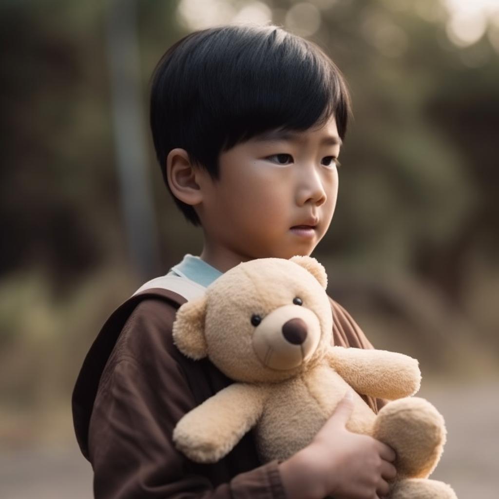 A young boy holding a teddy bear 