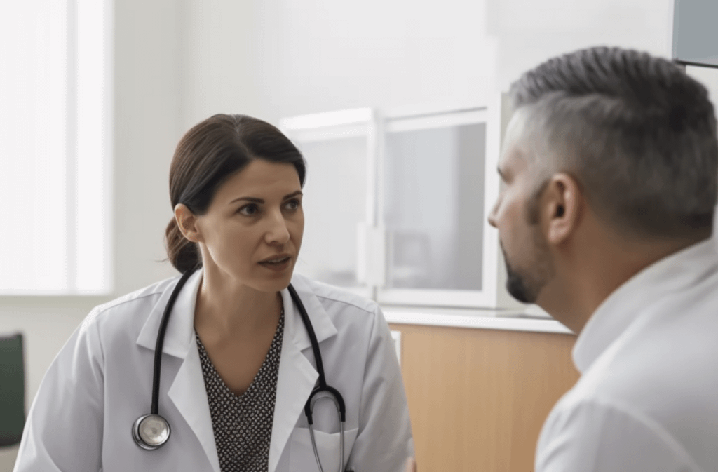 A doctor explaining something to a patient