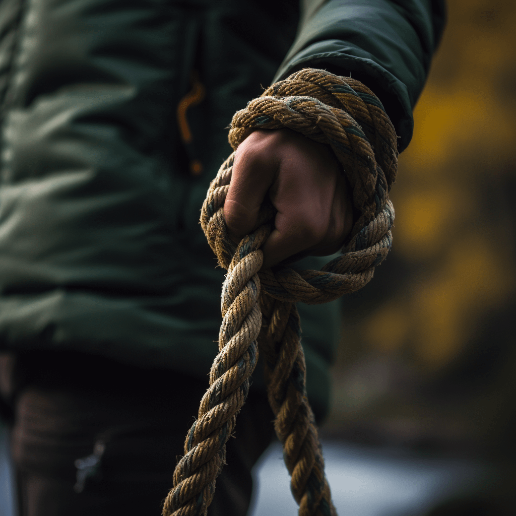 A person holding a rope