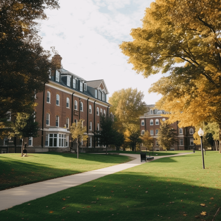 A university campus during fall