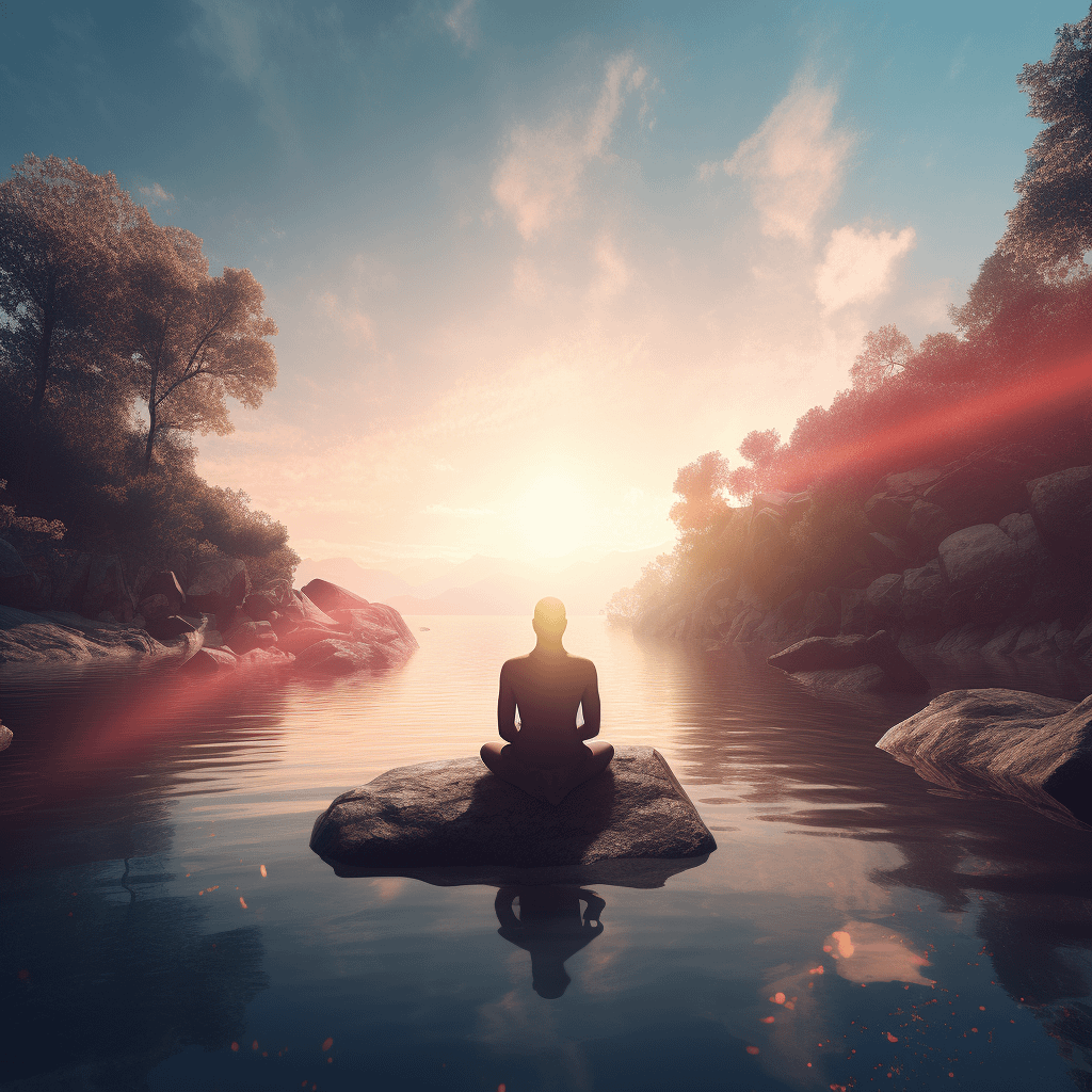 Illustrative image of a person meditating in a lake