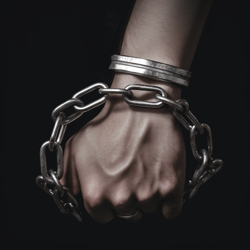 An arm in handcuffs